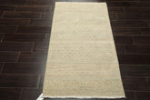 3x5 Gray, Beige, Muted Earth Tones Color Hand Knotted Afghan Oushak Wool Transitional Oriental Rug